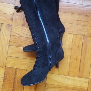 Aerosoles knee-high kitten heel black suede boots